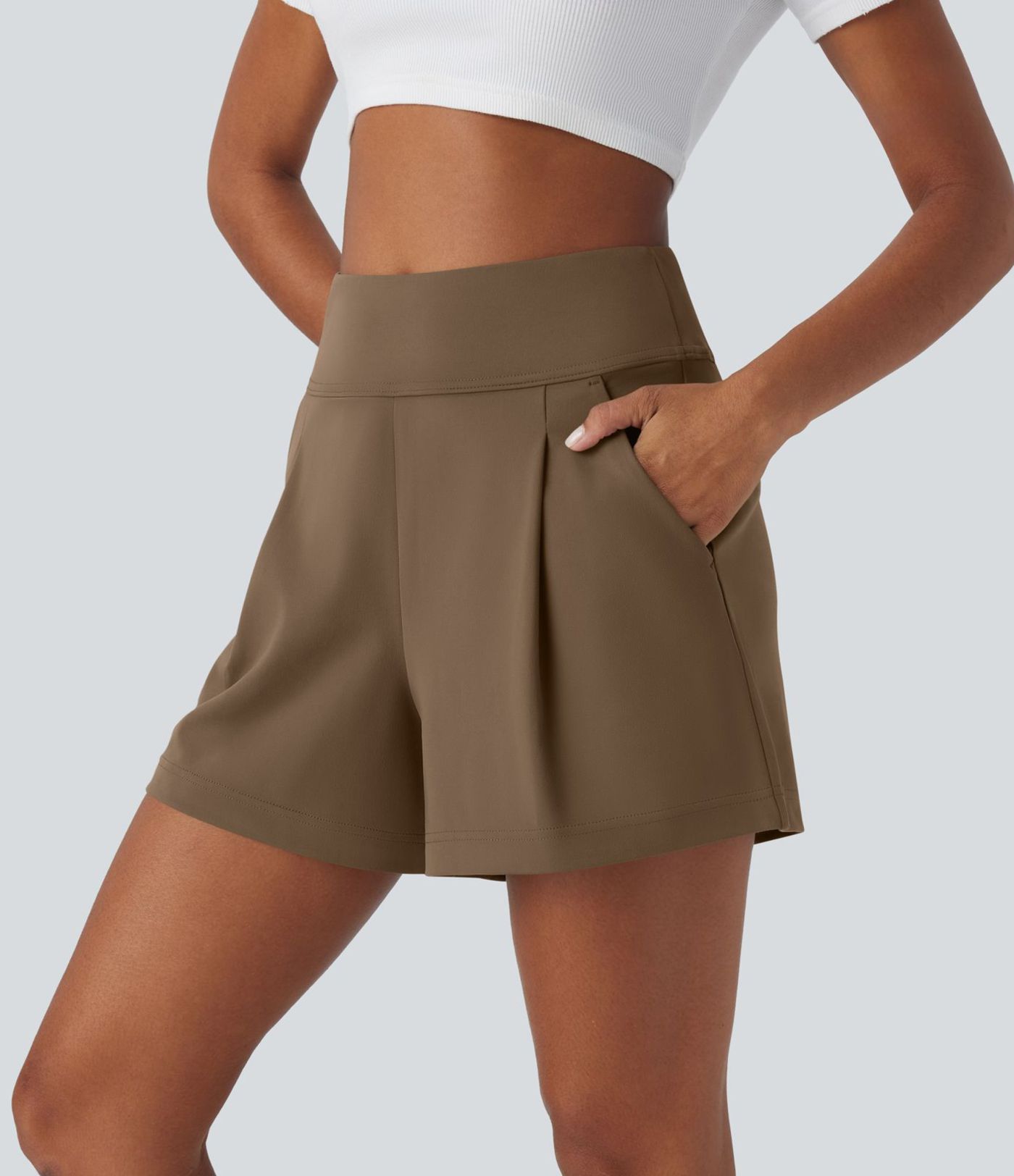 DayStretch High Waisted Work Baggy Shorts 4'' with Pockets DayStretch High Waisted Work Baggy Shorts 4'' with Pockets