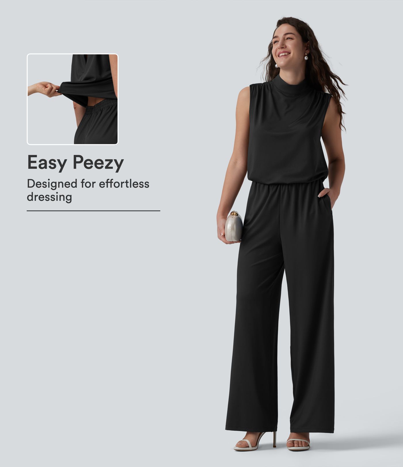Stand Collar Sleeveless Straight Leg Bridesmaid And Wedding Guest Jumpsuit with Pockets-Easy Peezy Stand Collar Sleeveless Straight Leg Bridesmaid And Wedding Guest Jumpsuit with Pockets-Easy Peezy