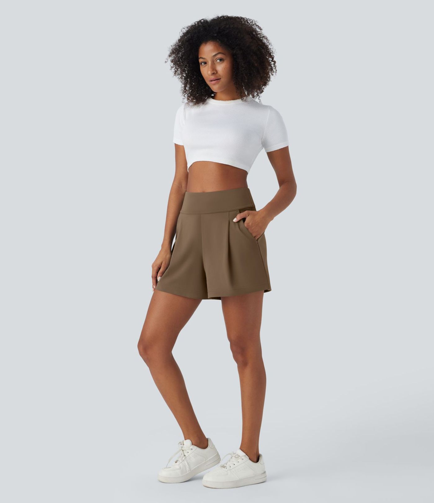 DayStretch High Waisted Work Baggy Shorts 4'' with Pockets DayStretch High Waisted Work Baggy Shorts 4'' with Pockets