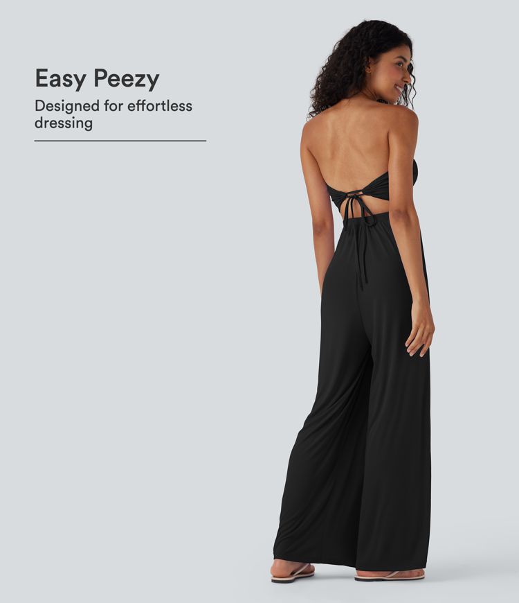 Ribbed Tube Tie Back Resort Jumpsuit with Pockets-Easy Peezy Edition Ribbed Tube Tie Back Resort Jumpsuit with Pockets-Easy Peezy Edition