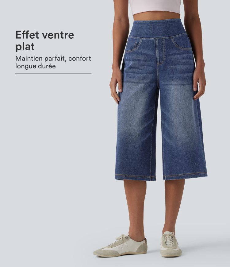 Jean capri ample Halara Flex™ taille haute gainant avec poches Jean capri ample Halara Flex™ taille haute gainant avec poches