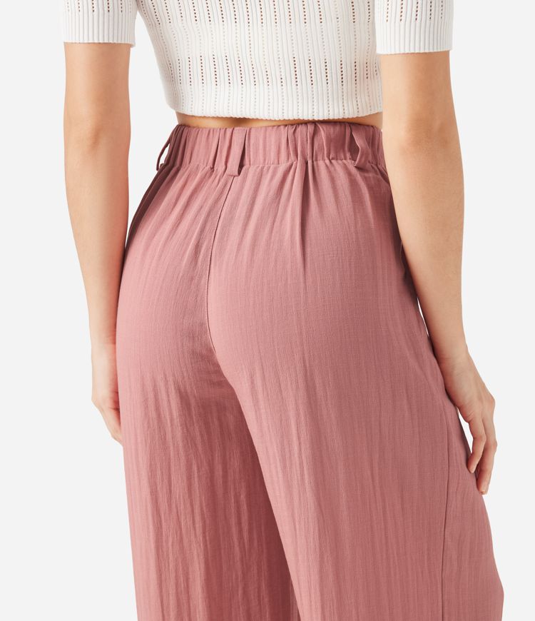 High Waisted Pocket Wide Leg Flowy Solid Palazzo Casual Linen-Feel Pants High Waisted Pocket Wide Leg Flowy Solid Palazzo Casual Linen-Feel Pants