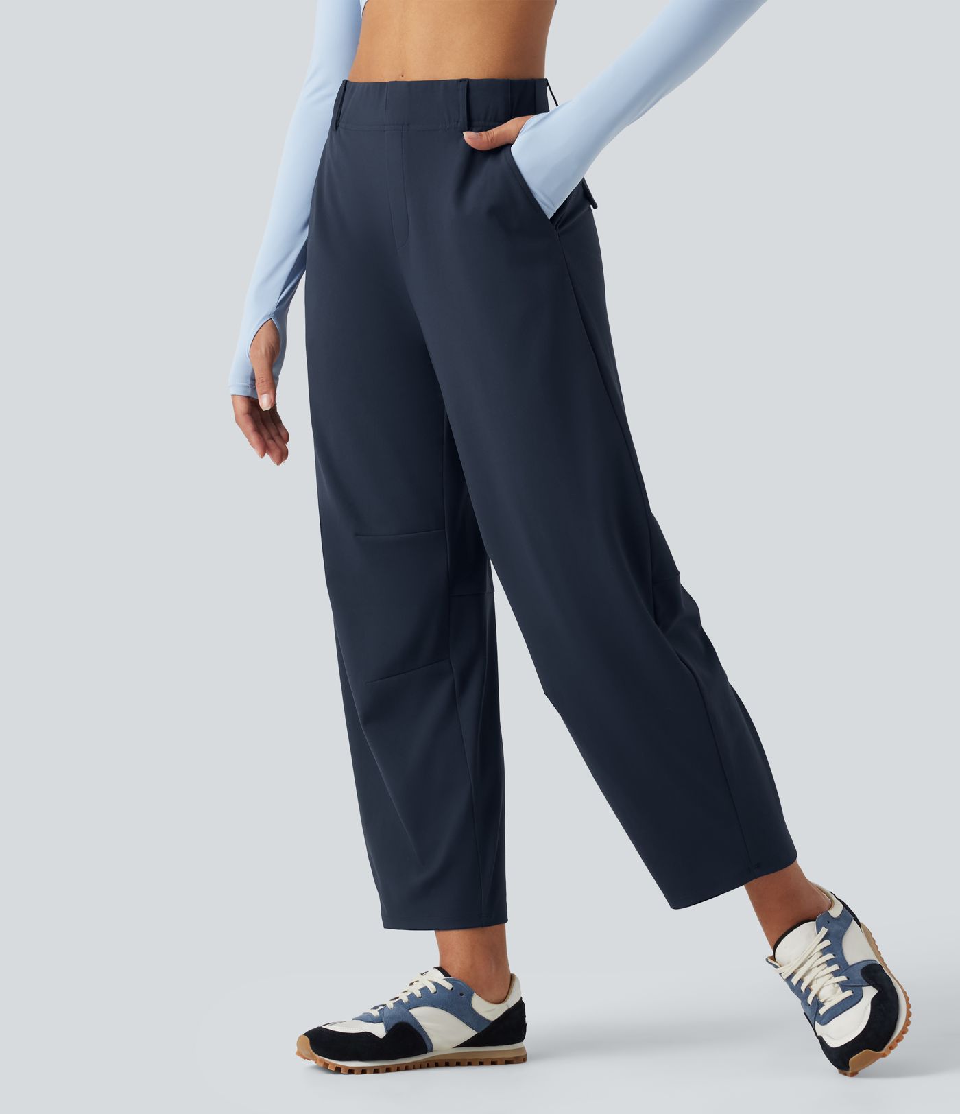 DayStretch High Waisted Barrel Leg Dance Pants with Pockets