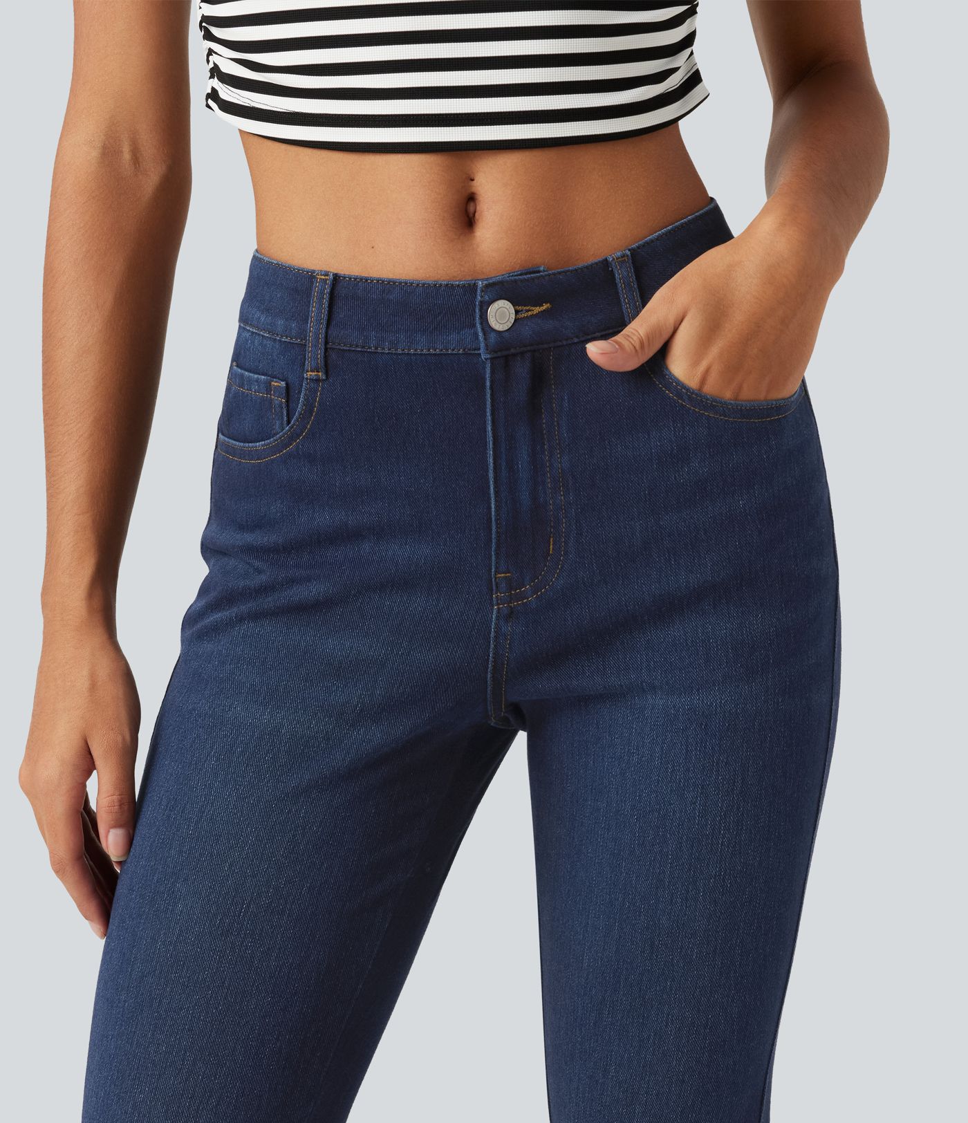 Halara Flex™ Mid Rise Skinny Casual Jeans with Pockets Halara Flex™ Mid Rise Skinny Casual Jeans with Pockets