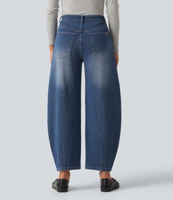 Halara Flex™ Mid Rise Barrel Leg Casual Jeans with Pockets