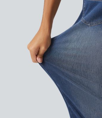 Halara Flex™ High Waisted Crossover Tummy Control Straight Leg Casual Jeans with Pockets