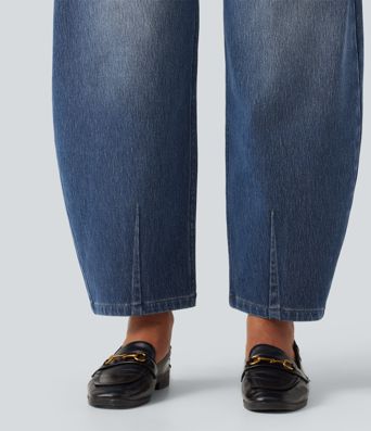 Halara Flex™ Mid Rise Barrel Leg Casual Jeans with Pockets