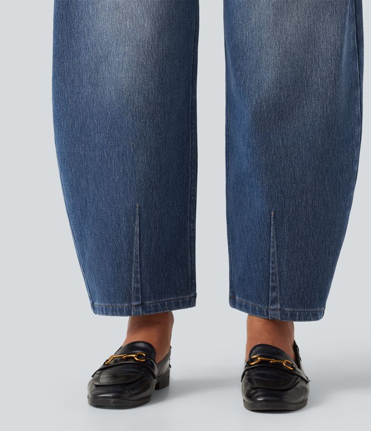 Halara Flex™ Mid Rise Barrel Leg Casual Jeans with Pockets