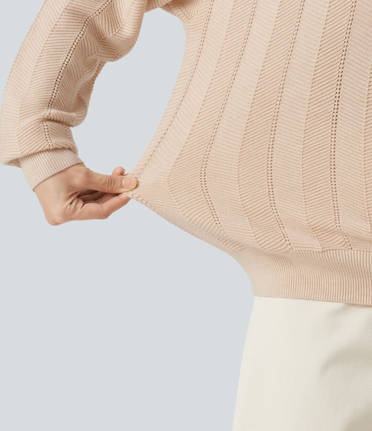 V Neck Long Sleeve Casual Wool-Blend Sweater