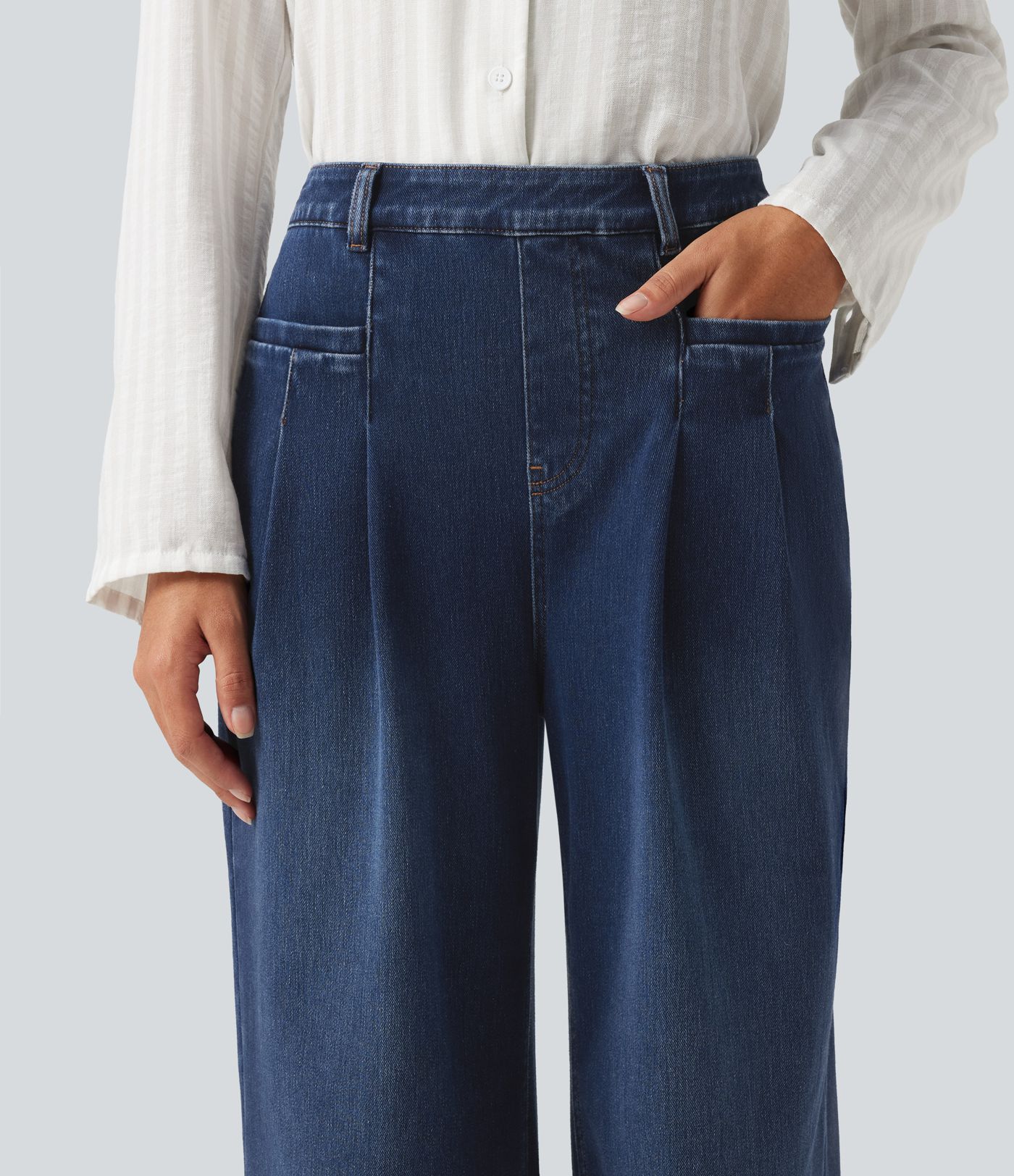 Halara Flex™ jean décontracté taille haute à jambe large avec poches