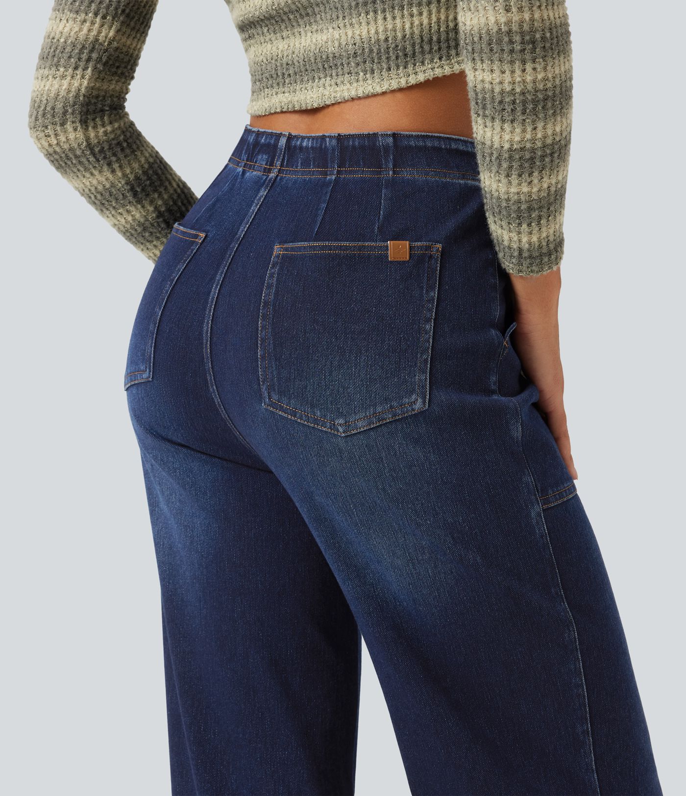 Halara Flex™ jeans de tiro alto y pierna ancha con bolsillos Halara Flex™ jeans de tiro alto y pierna ancha con bolsillos