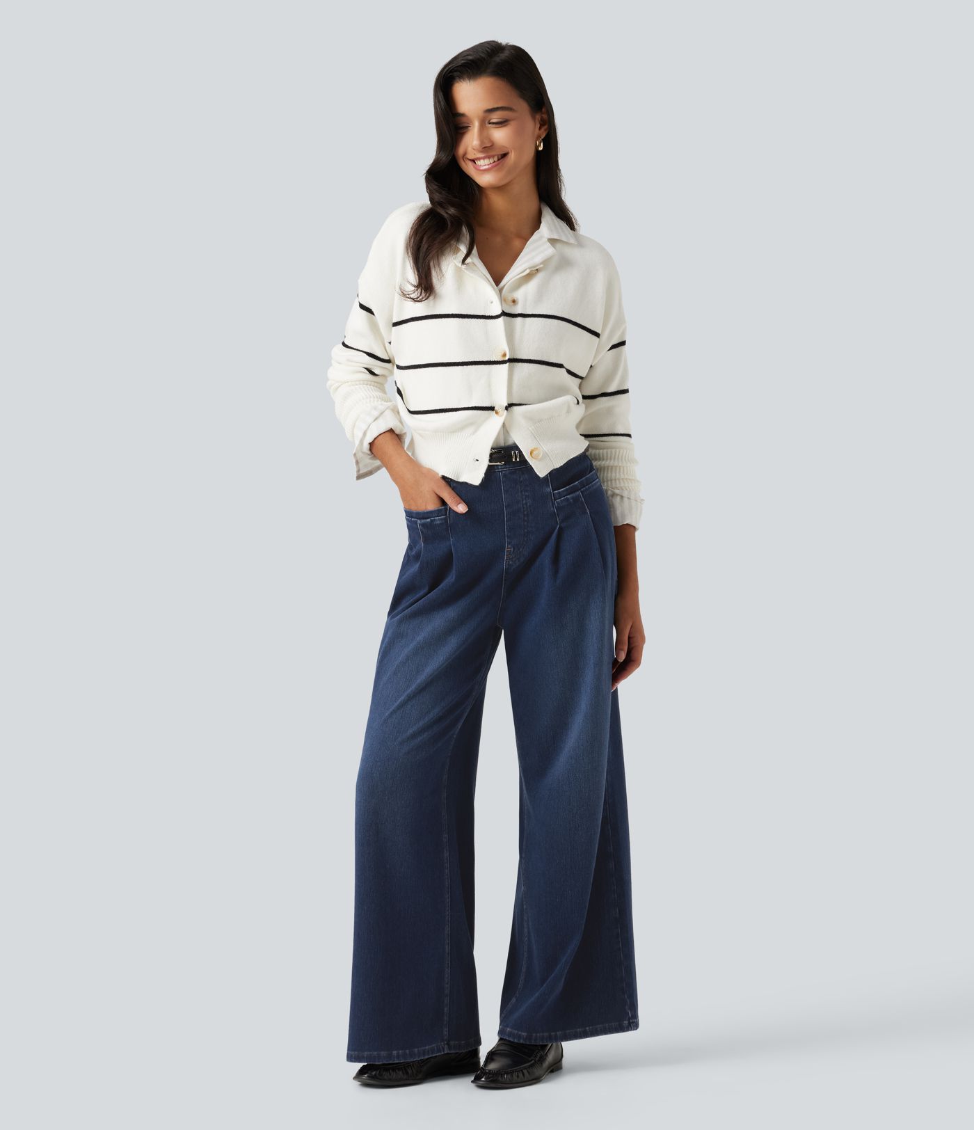 Halara Flex™ jean décontracté taille haute à jambe large avec poches