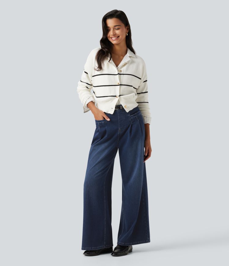 Halara Flex™ jean décontracté taille haute à jambe large avec poches