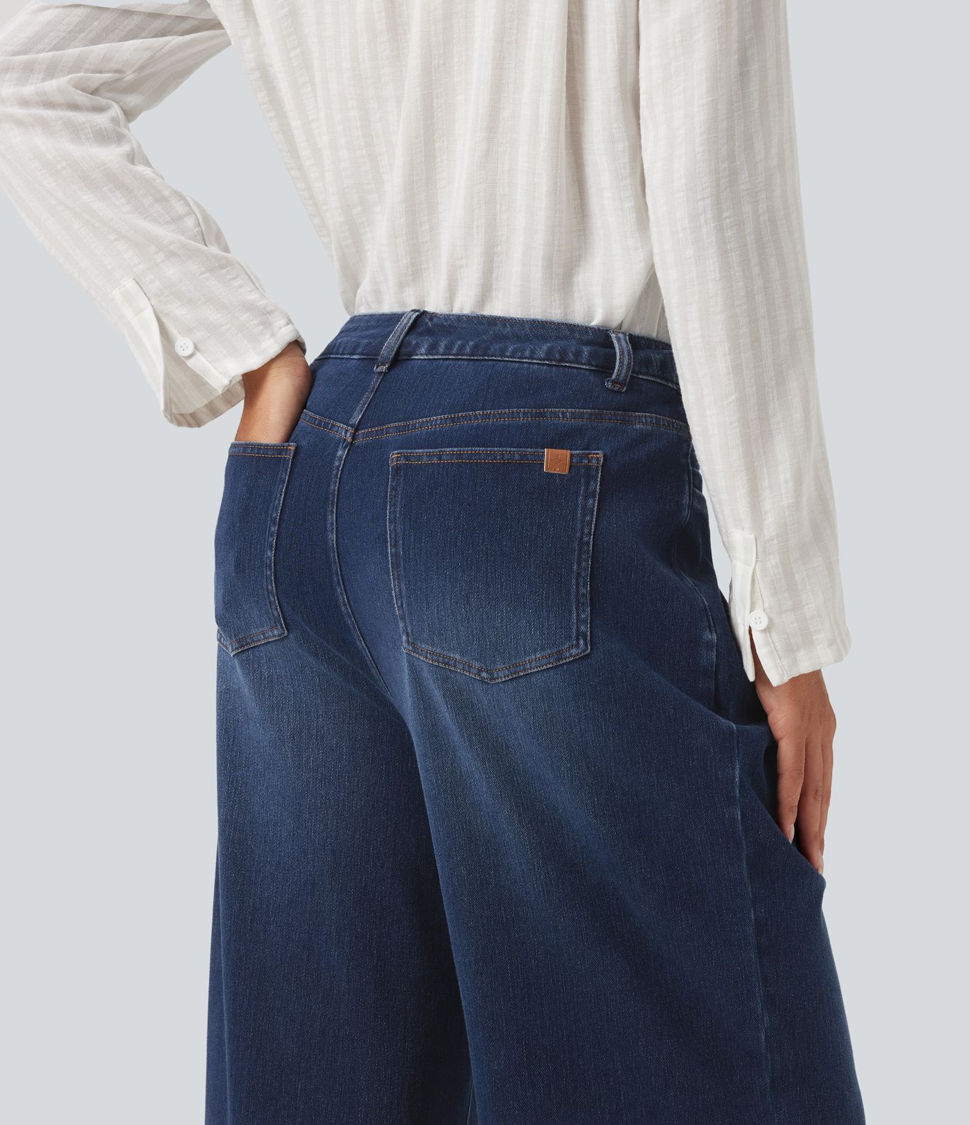 Halara Flex™ jean décontracté taille haute à jambe large avec poches