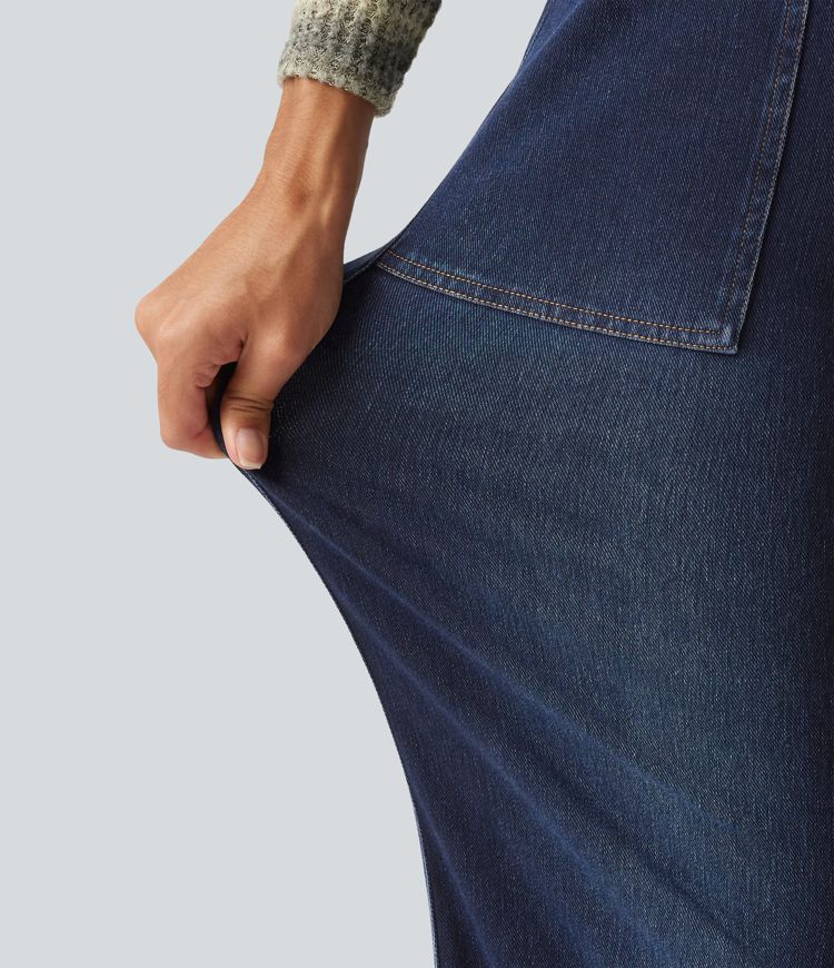 Halara Flex™ jeans de tiro alto y pierna ancha con bolsillos Halara Flex™ jeans de tiro alto y pierna ancha con bolsillos