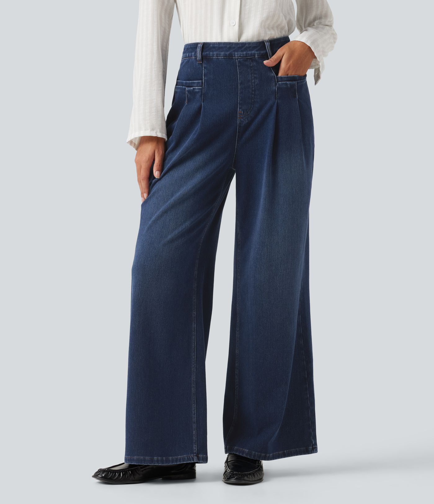 Halara Flex™ jean décontracté taille haute à jambe large avec poches