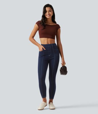 Halara Flex™ High Waisted Denim Casual Leggings with Pockets Halara Flex™ High Waisted Denim Casual Leggings with Pockets