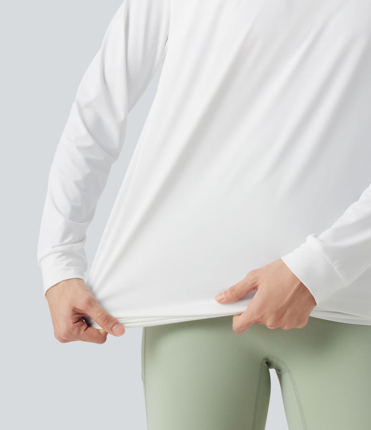 Round Neck Long Sleeve Ruched InstantCool Yoga Sports Top-Longer Length-UPF50+ Round Neck Long Sleeve Ruched InstantCool Yoga Sports Top-Longer Length-UPF50+