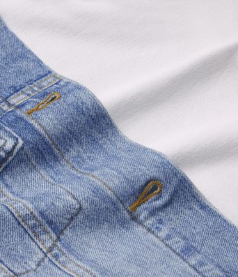 Collared Long Sleeve Denim Print French Terry Casual Jacket with Pockets