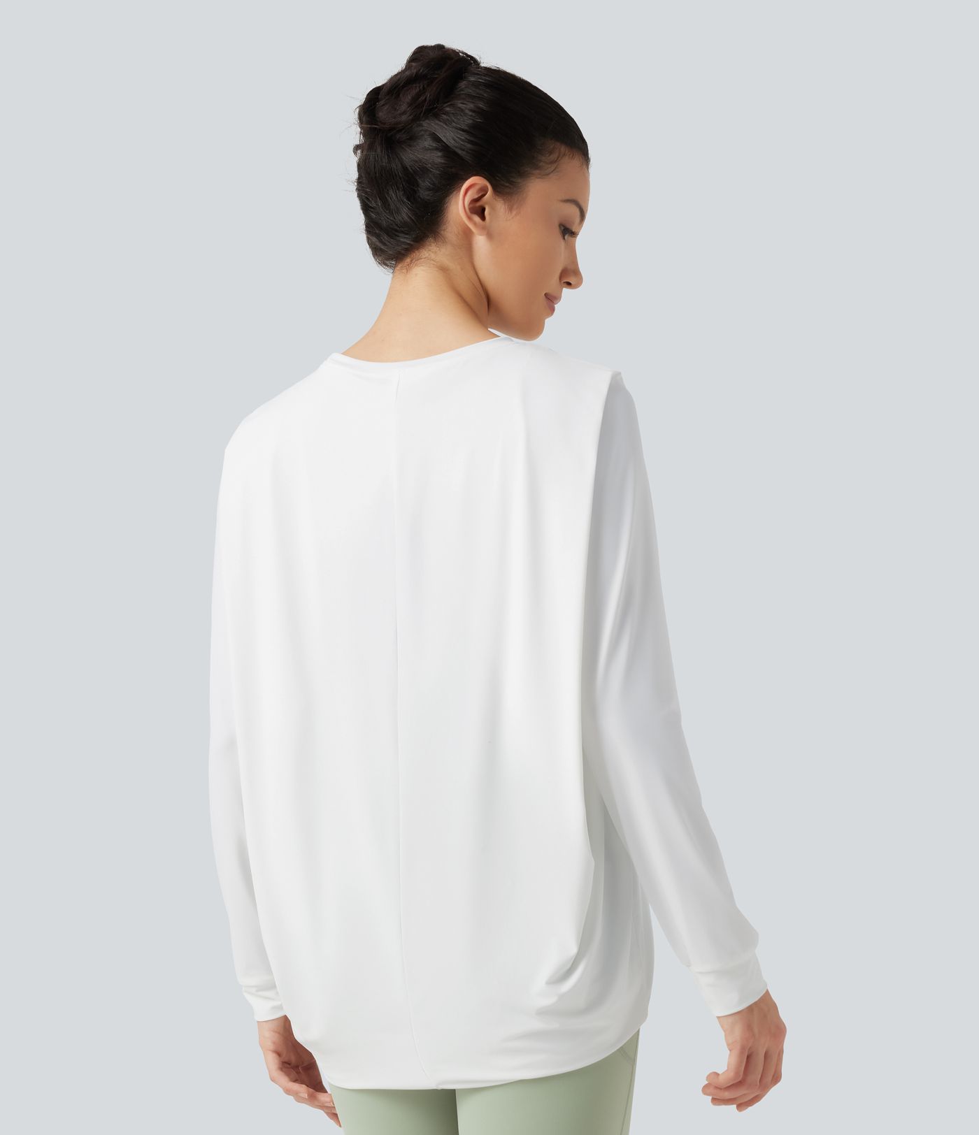 Round Neck Long Sleeve Ruched InstantCool Yoga Sports Top-Longer Length-UPF50+ Round Neck Long Sleeve Ruched InstantCool Yoga Sports Top-Longer Length-UPF50+