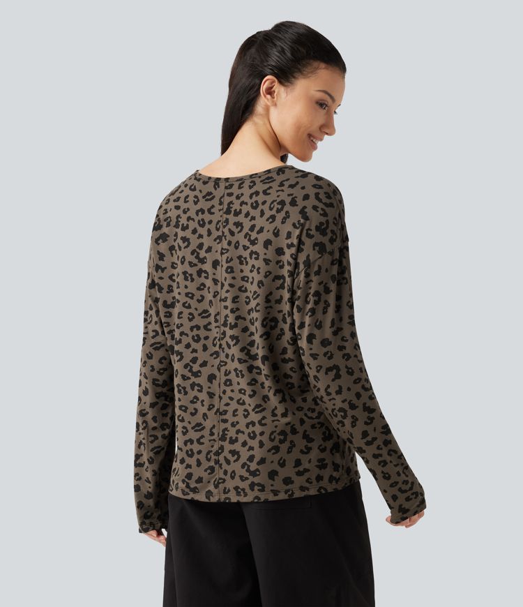 V Nneck Leopard Print Long Sleeve Casual T-Shirt V Nneck Leopard Print Long Sleeve Casual T-Shirt