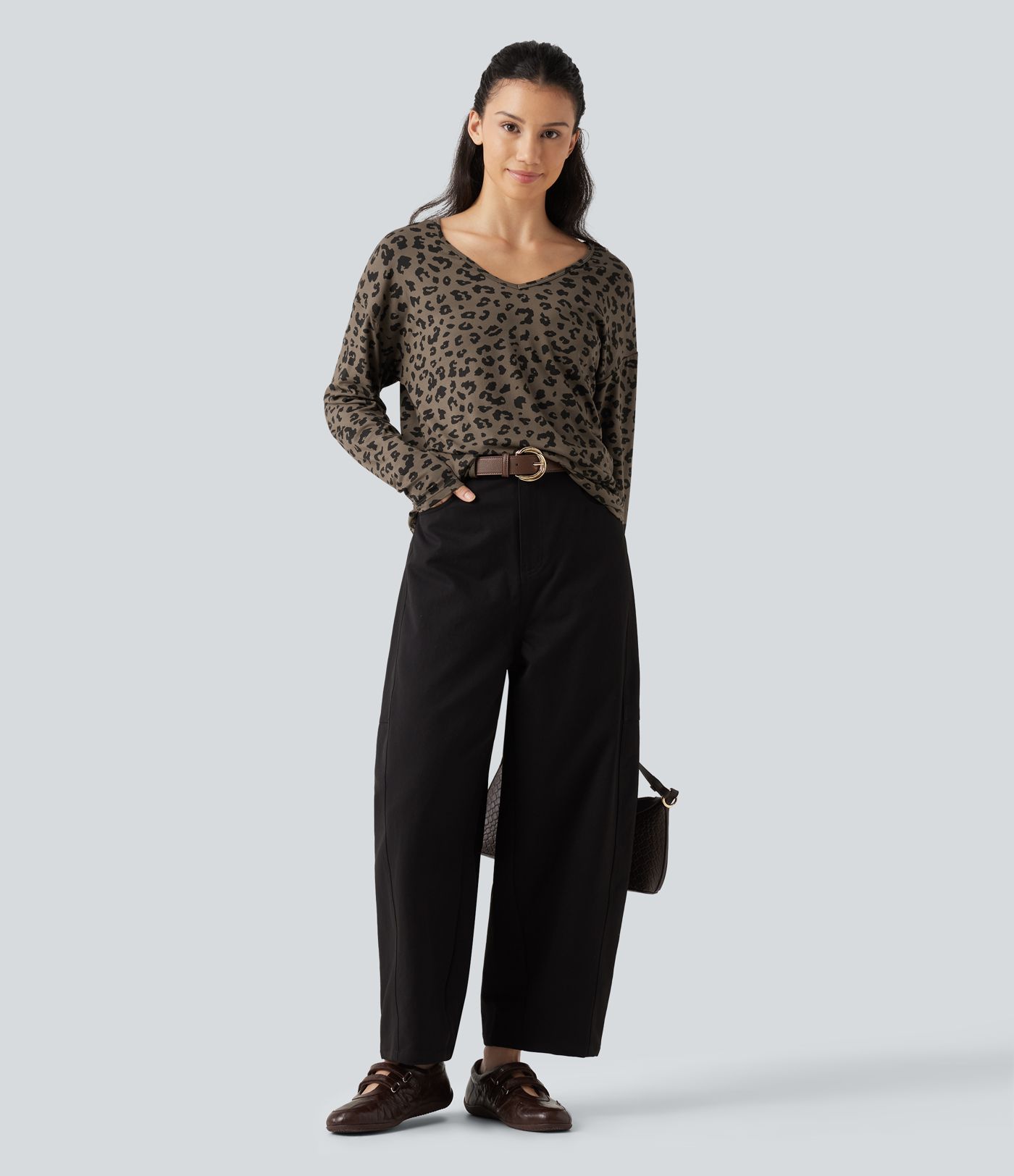 V Nneck Leopard Print Long Sleeve Casual T-Shirt V Nneck Leopard Print Long Sleeve Casual T-Shirt