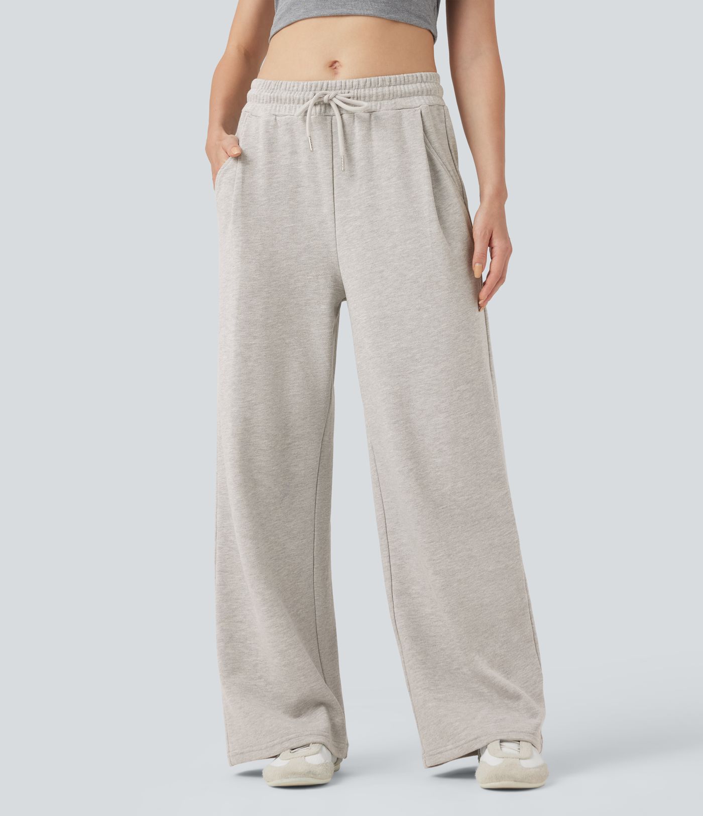 Mid Rise Drawstring Casual Cotton Pants with Pockets Mid Rise Drawstring Casual Cotton Pants with Pockets