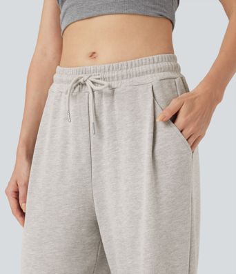 Mid Rise Drawstring Casual Cotton Pants with Pockets Mid Rise Drawstring Casual Cotton Pants with Pockets