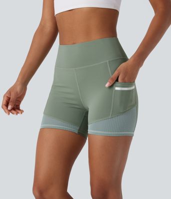 Short de sport SoftlyZero™ Airy taille haute 10 cm avec bandes réfléchissantes contrastées, empiècements ajourés et poches latérales à effet frais InstantCool