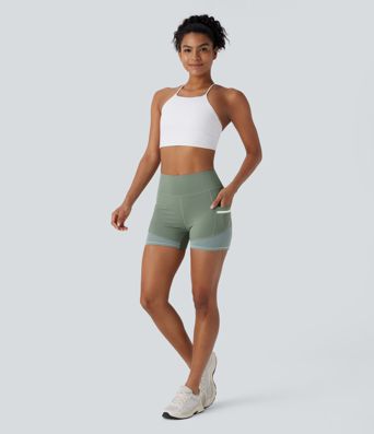 Short de sport SoftlyZero™ Airy taille haute 10 cm avec bandes réfléchissantes contrastées, empiècements ajourés et poches latérales à effet frais InstantCool