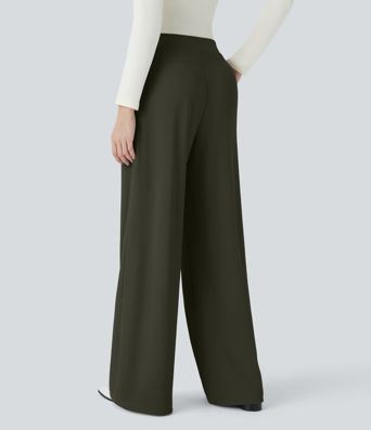 Halara Flex™ 하이웨이스트 바디 스컬프트 허리 슬리밍 옆주머니 와이드 마이크로 와플 워크룩 팬츠