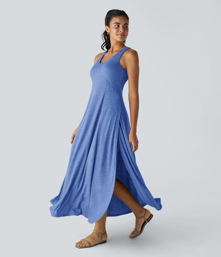 U Neck Flowy Maxi Casual Tank Dress