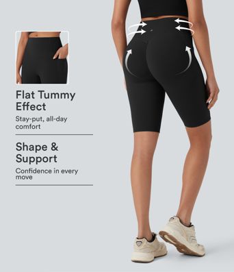 Halara UltraSculpt™ High Waisted Scrunch Butt Lifting Tummy Control Side Pocket Shaping Workout Biker Shorts 9'' Halara UltraSculpt™ High Waisted Scrunch Butt Lifting Tummy Control Side Pocket Shaping Workout Biker Shorts 9''