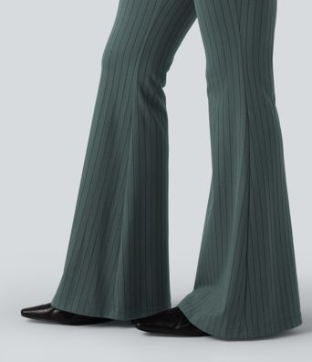 Flare-Bürohose mit hohem Bund, Streifen und InstantCool Flare-Bürohose mit hohem Bund, Streifen und InstantCool