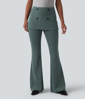 Flare-Bürohose mit hohem Bund, Streifen und InstantCool Flare-Bürohose mit hohem Bund, Streifen und InstantCool