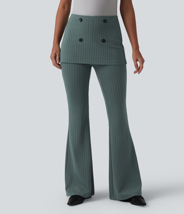 Flare-Bürohose mit hohem Bund, Streifen und InstantCool Flare-Bürohose mit hohem Bund, Streifen und InstantCool