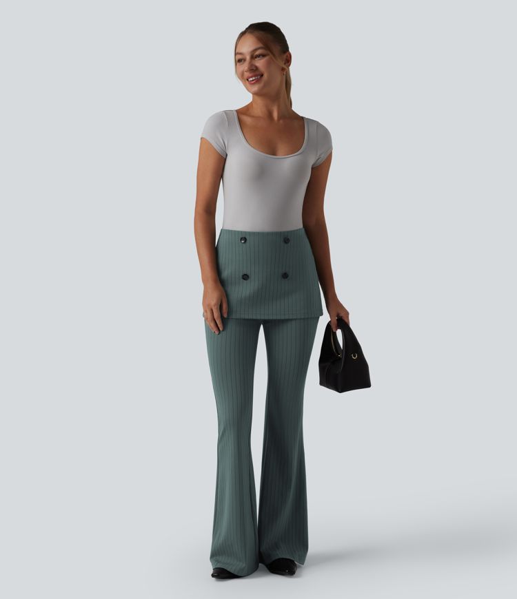 Flare-Bürohose mit hohem Bund, Streifen und InstantCool Flare-Bürohose mit hohem Bund, Streifen und InstantCool