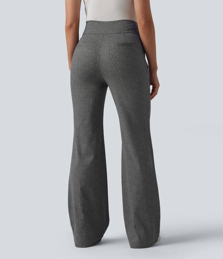 Ashen Sky Mist Halara Flex™ Mid Rise Plaid Flare Work Pants with Pockets / 2