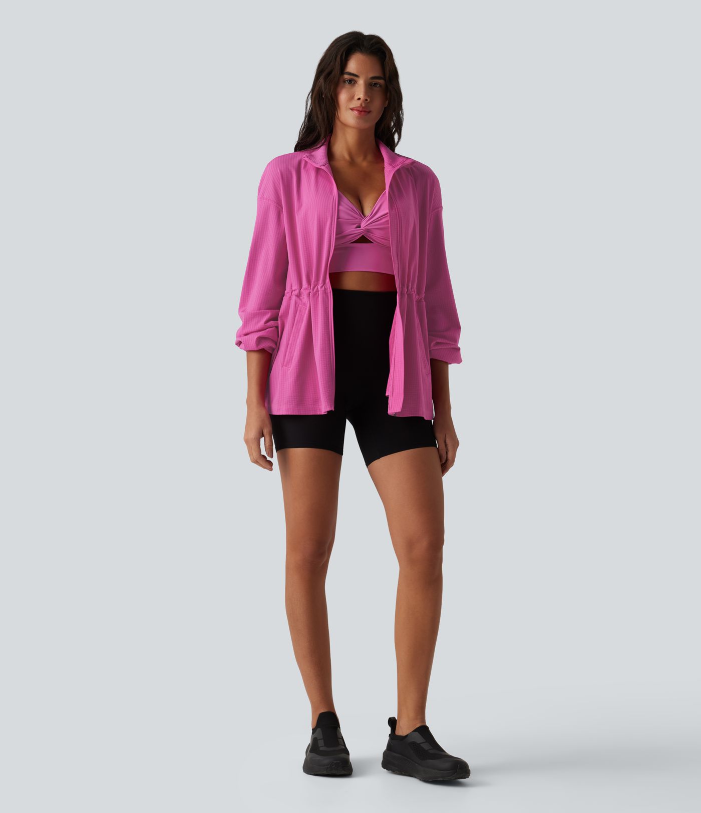 Langarm-Trainingsjacke mit innenliegendem Kordelzug, schnell trocknend - UPF40+ Langarm-Trainingsjacke mit innenliegendem Kordelzug, schnell trocknend - UPF40+