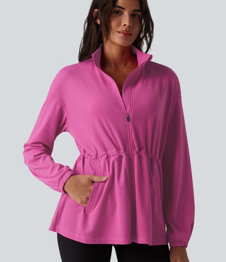 Langarm-Trainingsjacke mit innenliegendem Kordelzug, schnell trocknend - UPF40+ Langarm-Trainingsjacke mit innenliegendem Kordelzug, schnell trocknend - UPF40+