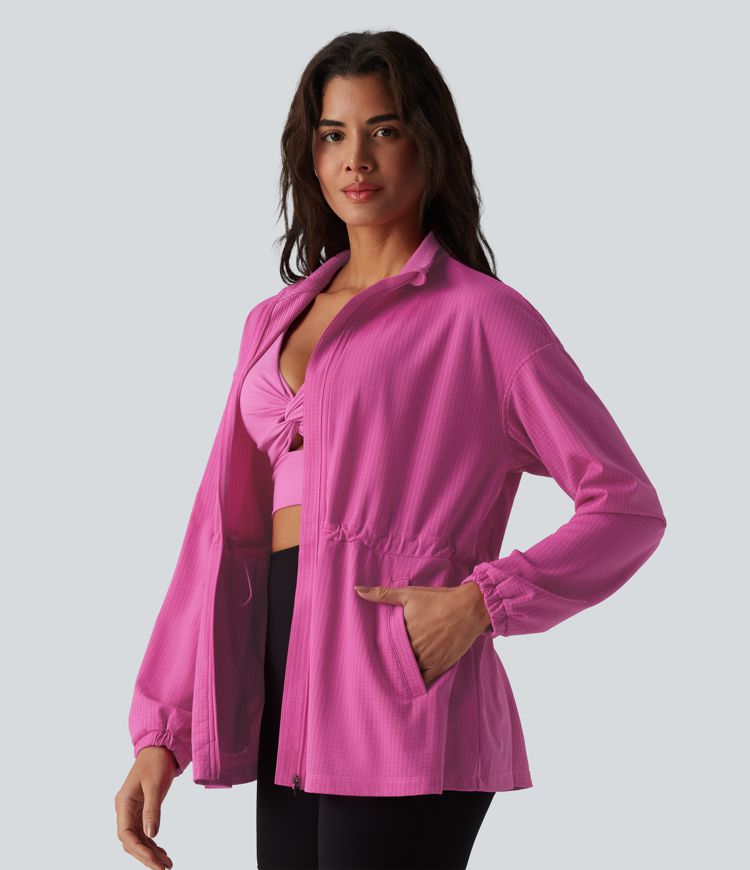 Langarm-Trainingsjacke mit innenliegendem Kordelzug, schnell trocknend - UPF40+ Langarm-Trainingsjacke mit innenliegendem Kordelzug, schnell trocknend - UPF40+