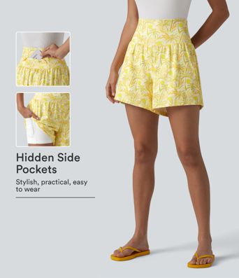High Waisted 2-in-1 Hawaii Shorts 5'' with Pockets High Waisted 2-in-1 Hawaii Shorts 5'' with Pockets
