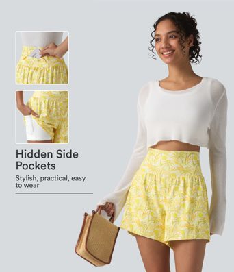 High Waisted 2-in-1 Hawaii Shorts 5'' with Pockets High Waisted 2-in-1 Hawaii Shorts 5'' with Pockets