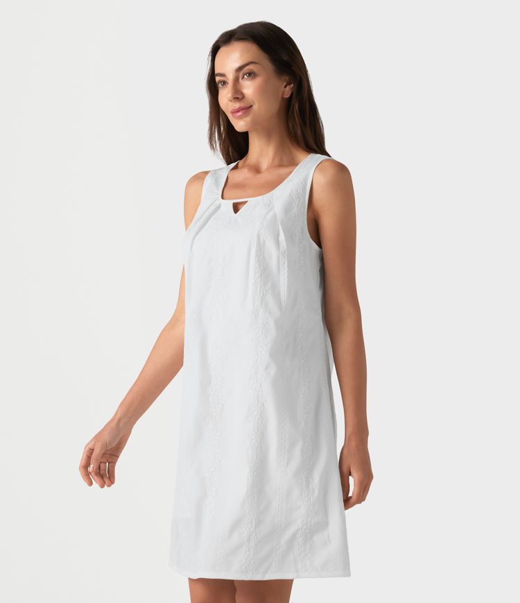U Neck Sleeveless Embroidery Mini Dress