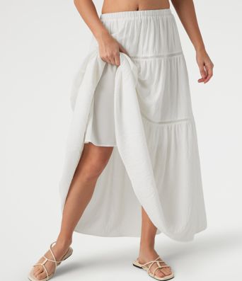 Mid Rise Flowy Maxi Skirt