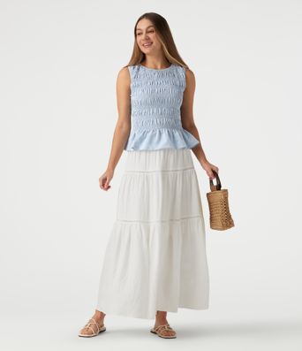 Mid Rise Flowy Maxi Skirt