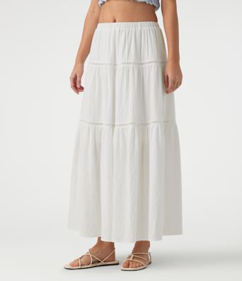 Mid Rise Flowy Maxi Skirt