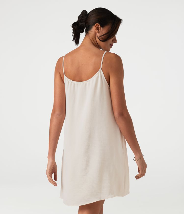 Mini robe nuisette à lacets effet lin avec poches Mini robe nuisette à lacets effet lin avec poches