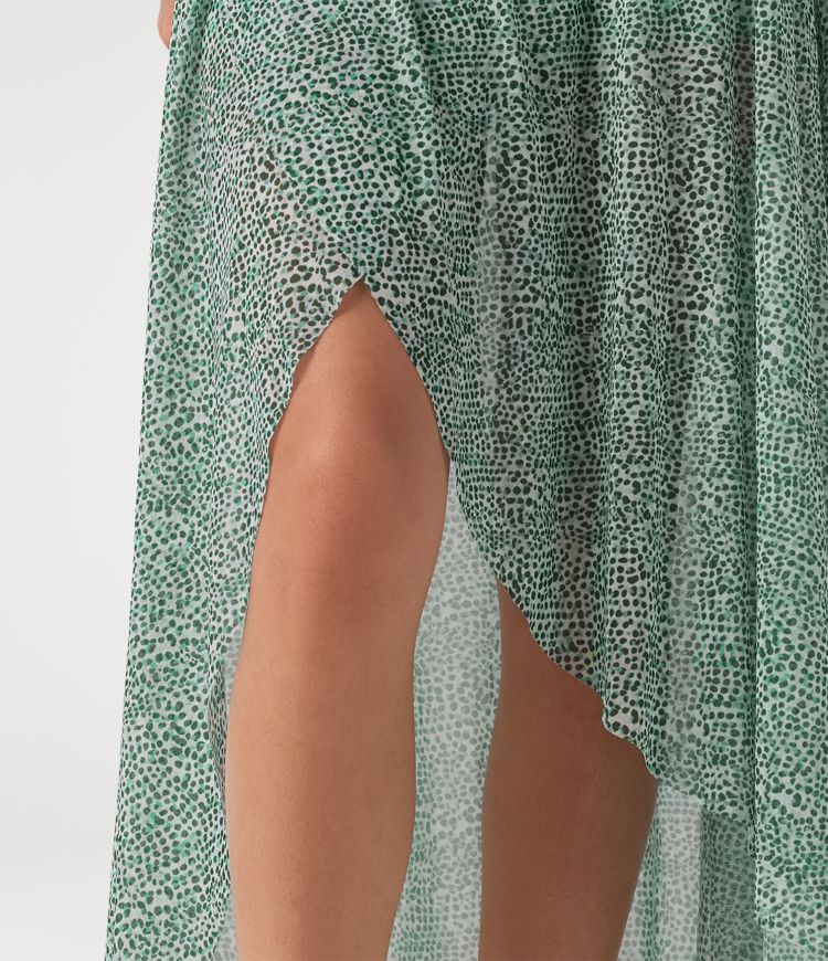 High Waisted High Low Ruffle 2-in-1 Leopard Print Mesh Maxi Skirt High Waisted High Low Ruffle 2-in-1 Leopard Print Mesh Maxi Skirt
