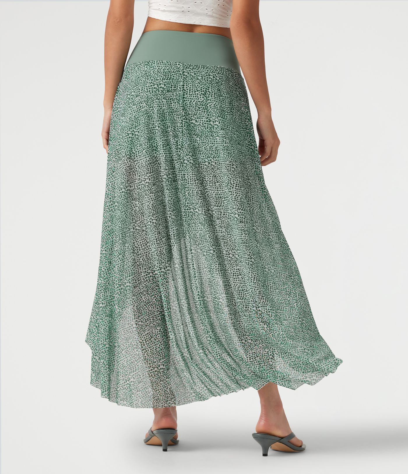 High Waisted High Low Ruffle 2-in-1 Leopard Print Mesh Maxi Skirt High Waisted High Low Ruffle 2-in-1 Leopard Print Mesh Maxi Skirt